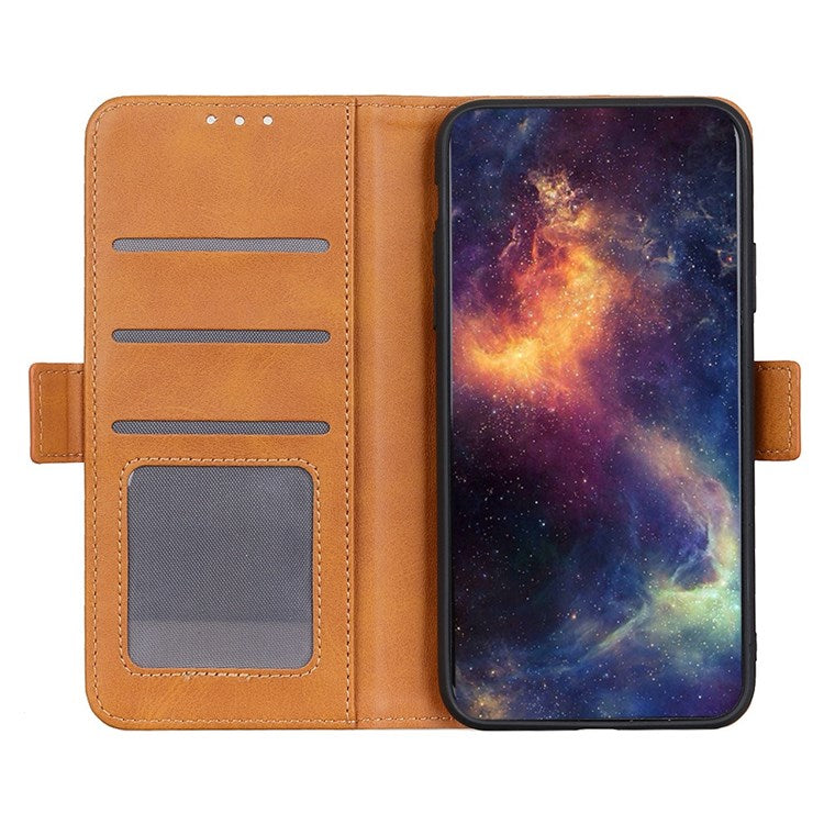 Textured PU Leather Phone Cover for Honor X8 4G, Stand Wallet Folio Flip Magnetic Cover - Brown