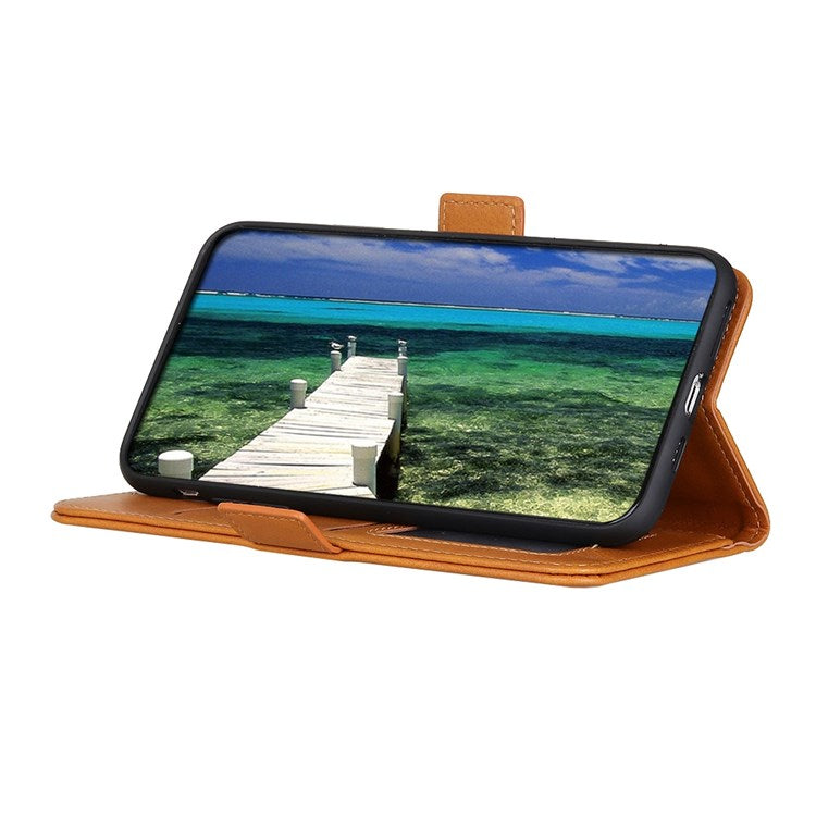 Textured PU Leather Phone Cover for Honor X8 4G, Stand Wallet Folio Flip Magnetic Cover - Brown