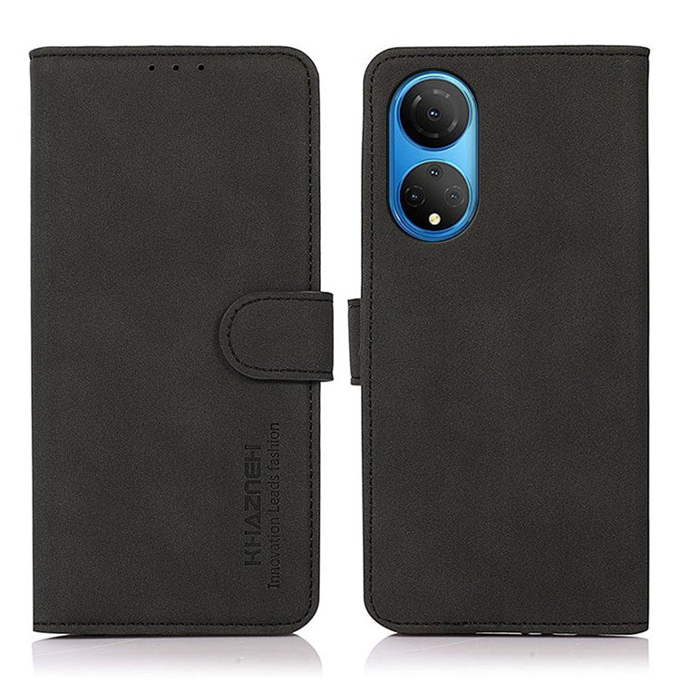 KHAZNEH Flip Phone Cover for Honor X7, Textured PU Leather Wallet Magnet Viewing Stand Function Cover - Black