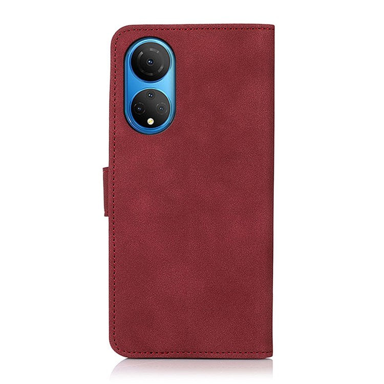 KHAZNEH Flip Phone Cover for Honor X7, Textured PU Leather Wallet Magnet Viewing Stand Function Cover - Red