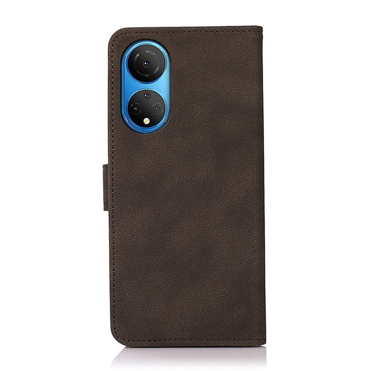 KHAZNEH Flip Phone Cover for Honor X7, Textured PU Leather Wallet Magnet Viewing Stand Function Cover - Brown