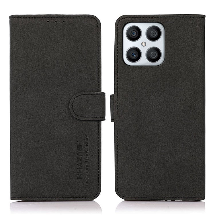 KHAZNEH Wallet Case for Honor X8 4G, Textured PU Leather Magnetic Closure Stand Shockproof Protective Flip Cover - Black
