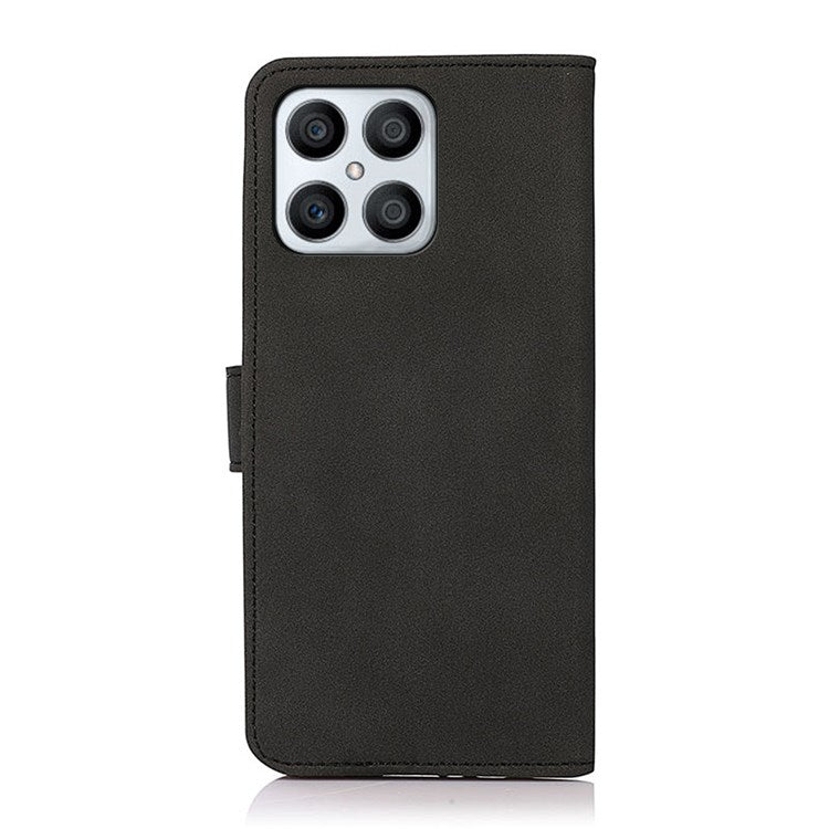 KHAZNEH Wallet Case for Honor X8 4G, Textured PU Leather Magnetic Closure Stand Shockproof Protective Flip Cover - Black
