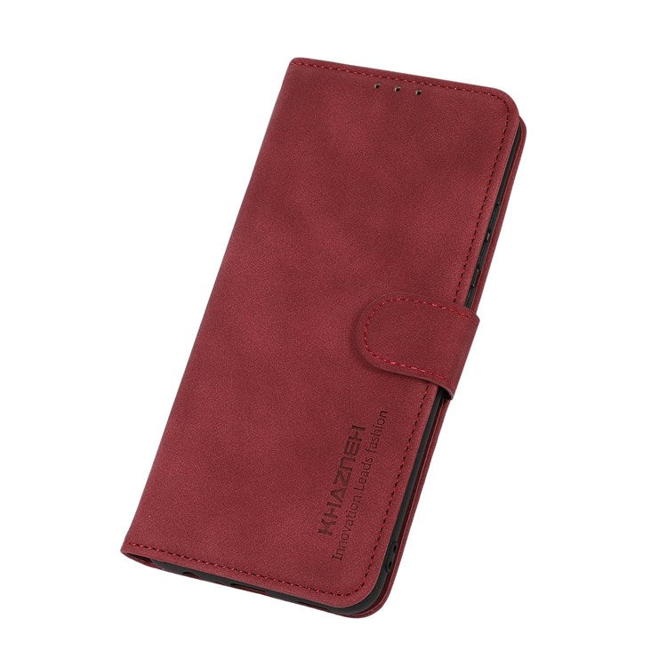 KHAZNEH Wallet Case for Honor X8 4G, Textured PU Leather Magnetic Closure Stand Shockproof Protective Flip Cover - Red
