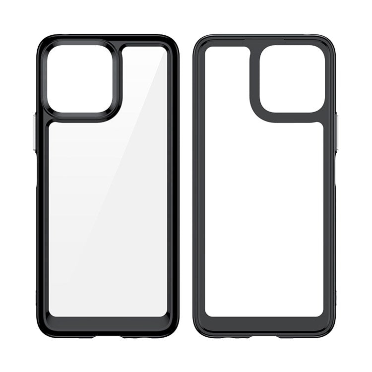 For Honor X30i / X8 4G / Play6T Pro Independent Buttons Phone Shell Shockproof TPU+Acrylic Hybrid Case - Transparent Blue
