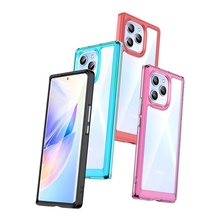 For Honor 60 SE TPU + Acrylic Hybrid Case Independent PC Buttons Anti-scratch Anti-fall Cell Phone Shell - Transparent Grey