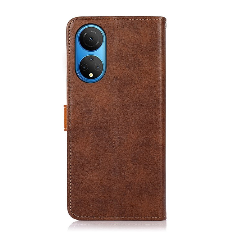 KHAZNEH for Honor X7 Shockproof Magnetic Closure Stand Cover, Dual Color Leather Flip Wallet Phone Case - Brown