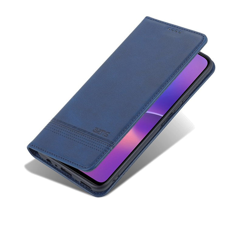 AZNS for Honor X8 4G PU Leather Flip Protective Cover Stand Magnetic Auto-absorbed TPU Shockproof Inner Case with Wallet Function - Blue