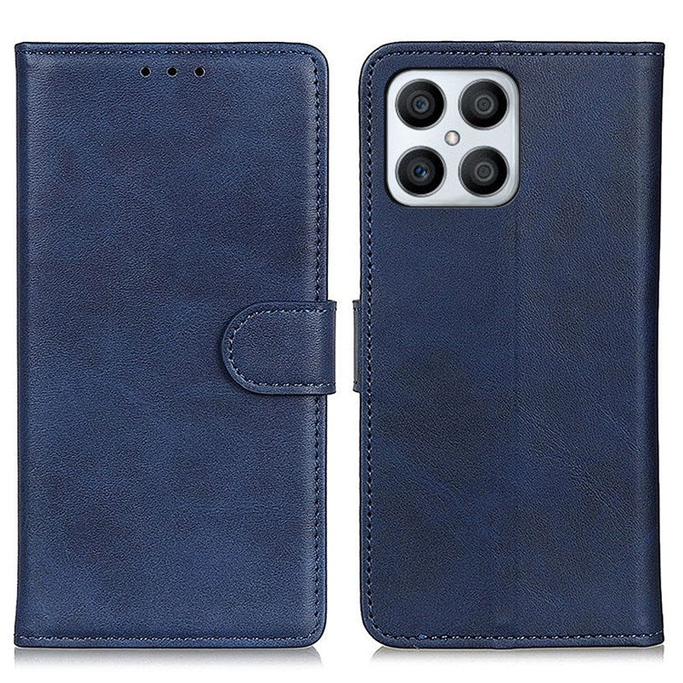 For Honor X8 4G Viewing Stand Wallet PU Leather Cover Shockproof Protective Phone Case - Blue