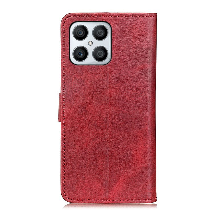 For Honor X8 4G Viewing Stand Wallet PU Leather Cover Shockproof Protective Phone Case - Red