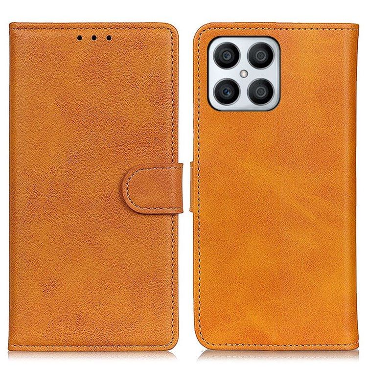 For Honor X8 4G Viewing Stand Wallet PU Leather Cover Shockproof Protective Phone Case - Brown