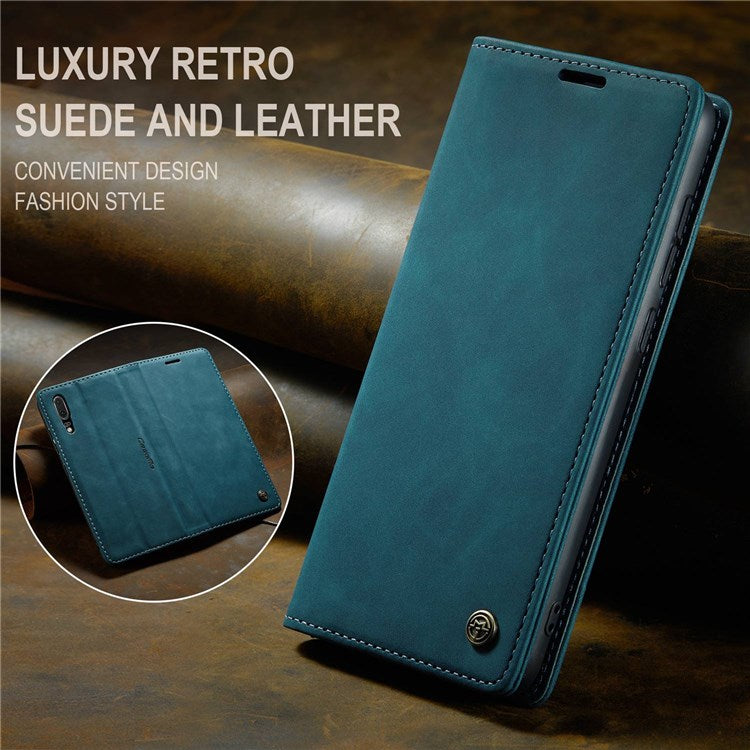 CASEME 013 Series For Huawei P20 Foldable Stand Phone Cover Auto-absorbed PU Leather Wallet Phone Case - Blue