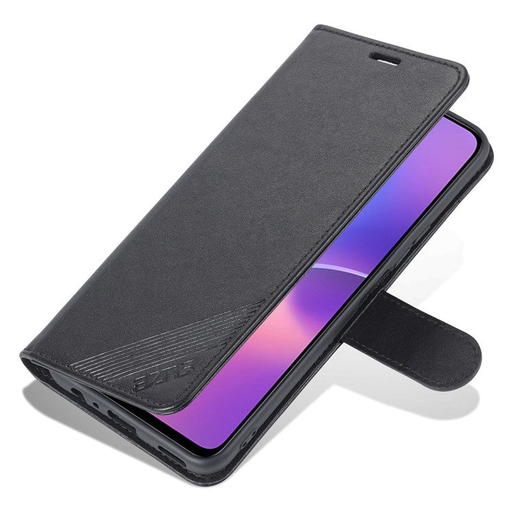 AZNS For Honor X8 4G / X30i Textured Leather Magnetic Protective Book Flip Cover Viewing Stand Wallet Magnetic Cover - Black