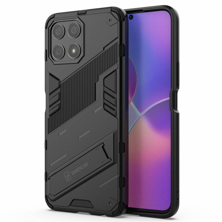 For Honor X30i Anti-fall Kickstand Function Combo PC + TPU Case Dual Layer Protective Mobile Phone Shell - Black