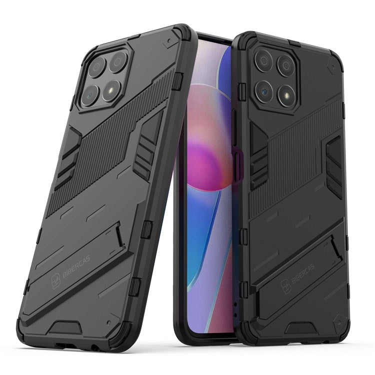For Honor X30i Anti-fall Kickstand Function Combo PC + TPU Case Dual Layer Protective Mobile Phone Shell - Black