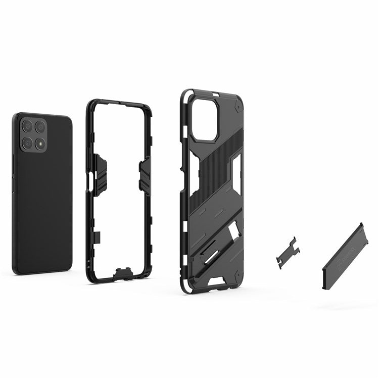 For Honor X30i Anti-fall Kickstand Function Combo PC + TPU Case Dual Layer Protective Mobile Phone Shell - Black