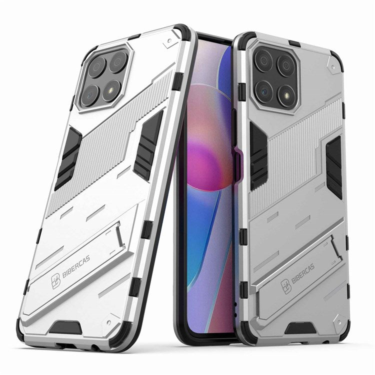 For Honor X30i Anti-fall Kickstand Function Combo PC + TPU Case Dual Layer Protective Mobile Phone Shell - White