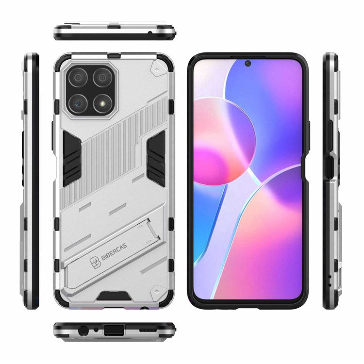 For Honor X30i Anti-fall Kickstand Function Combo PC + TPU Case Dual Layer Protective Mobile Phone Shell - White