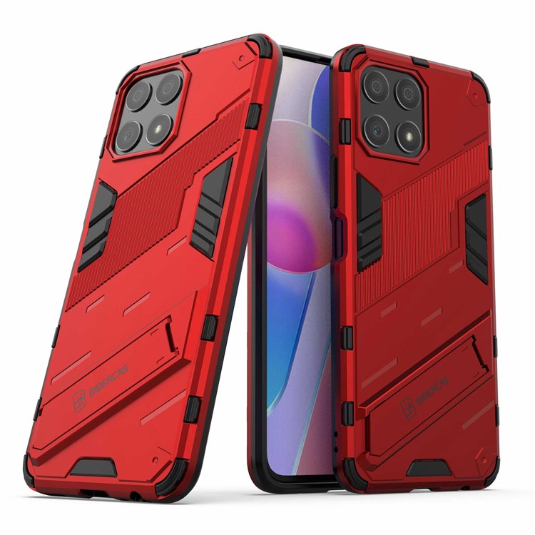 For Honor X30i Anti-fall Kickstand Function Combo PC + TPU Case Dual Layer Protective Mobile Phone Shell - Red