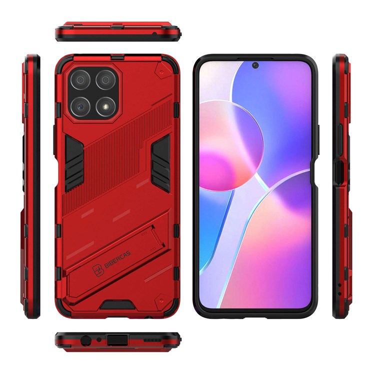 For Honor X30i Anti-fall Kickstand Function Combo PC + TPU Case Dual Layer Protective Mobile Phone Shell - Red