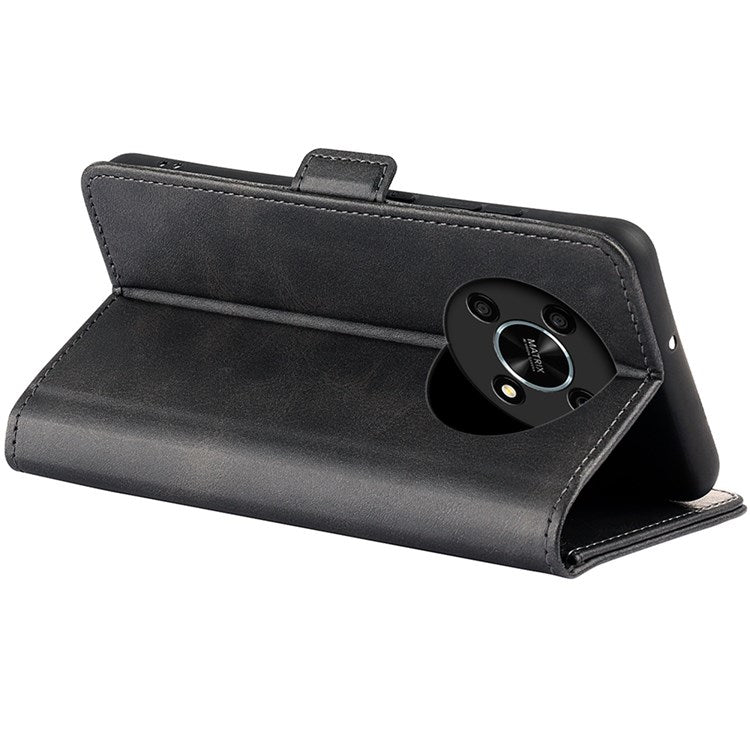 Folio Flip Dual-Clasp PU Leather Phone Shell for Honor X30/Magic4 Lite 5G, Adjustable Folding Stand Case Phone Wallet Accessory - Black