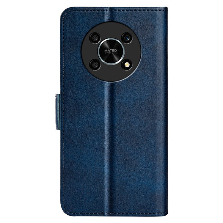 Folio Flip Dual-Clasp PU Leather Phone Shell for Honor X30/Magic4 Lite 5G, Adjustable Folding Stand Case Phone Wallet Accessory - Blue