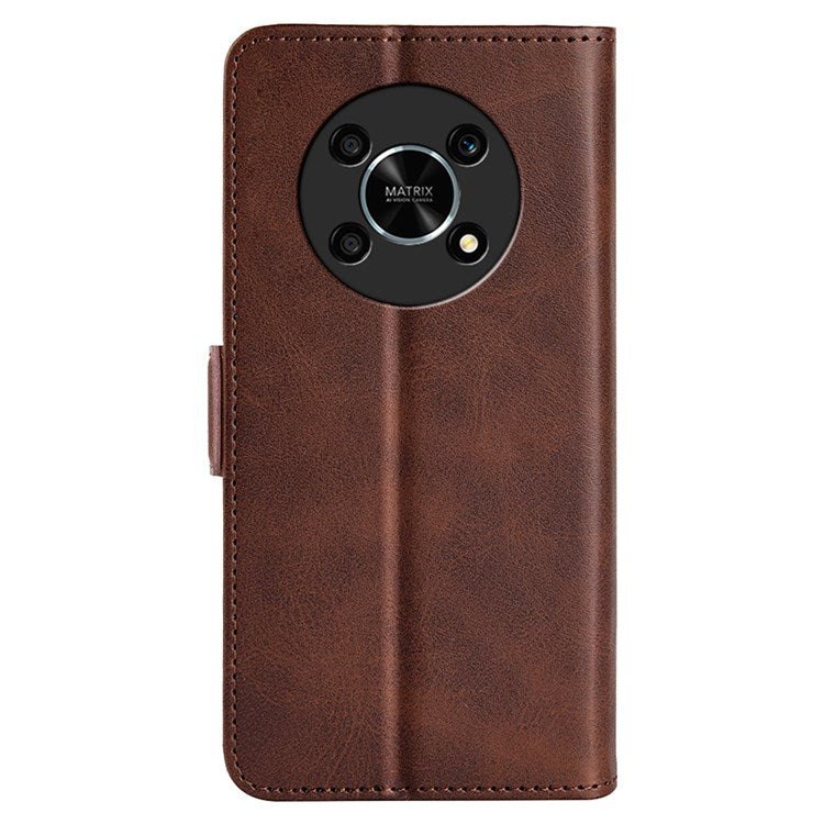 Folio Flip Dual-Clasp PU Leather Phone Shell for Honor X30/Magic4 Lite 5G, Adjustable Folding Stand Case Phone Wallet Accessory - Brown