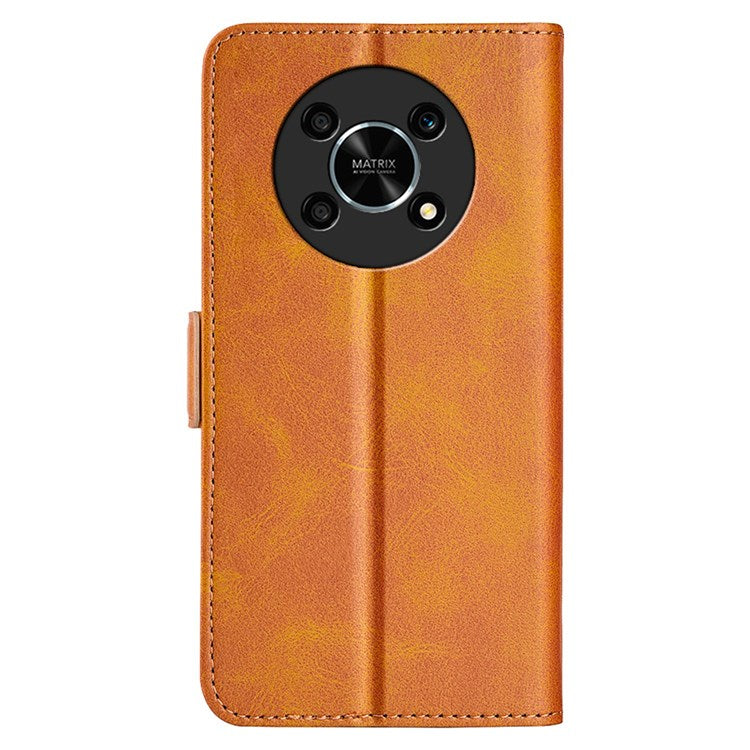 Folio Flip Dual-Clasp PU Leather Phone Shell for Honor X30/Magic4 Lite 5G, Adjustable Folding Stand Case Phone Wallet Accessory - Yellow