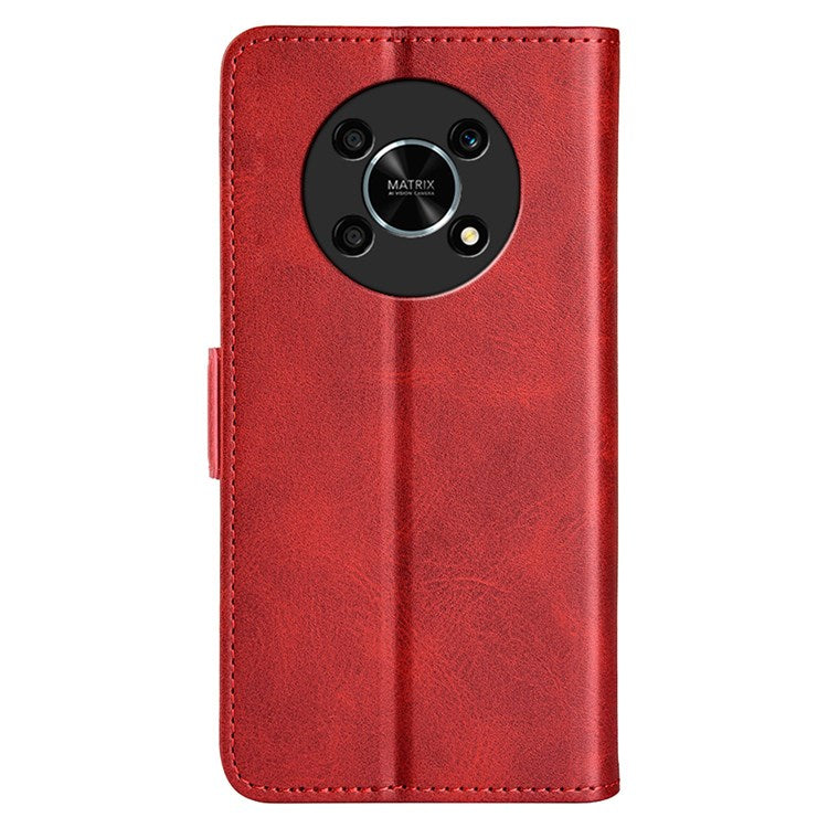 Folio Flip Dual-Clasp PU Leather Phone Shell for Honor X30/Magic4 Lite 5G, Adjustable Folding Stand Case Phone Wallet Accessory - Red