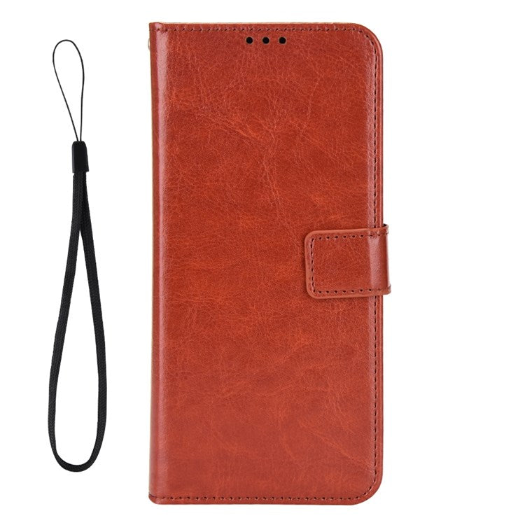 For Honor 50 SE/Huawei nova 9 SE Crazy Horse Texture PU Leather Phone Case Shockproof TPU Wallet Stand Book Style Flip Cover with Strap - Brown