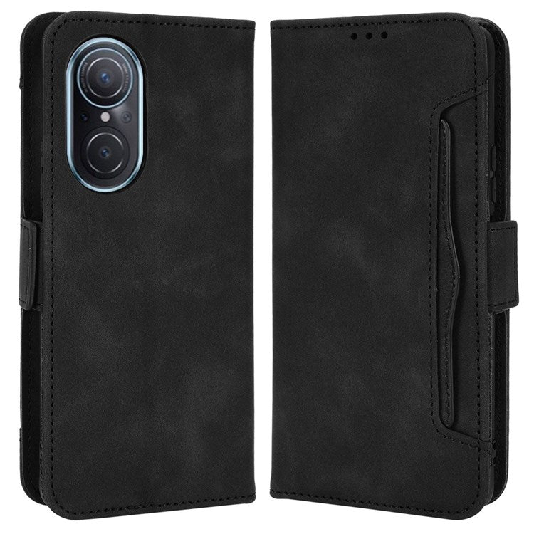 For Honor 50 SE/Huawei nova 9 SE Smartphone Bag Case Magnetic Flip Wallet Style Stand Shockproof PU Leather Phone Cover - Black