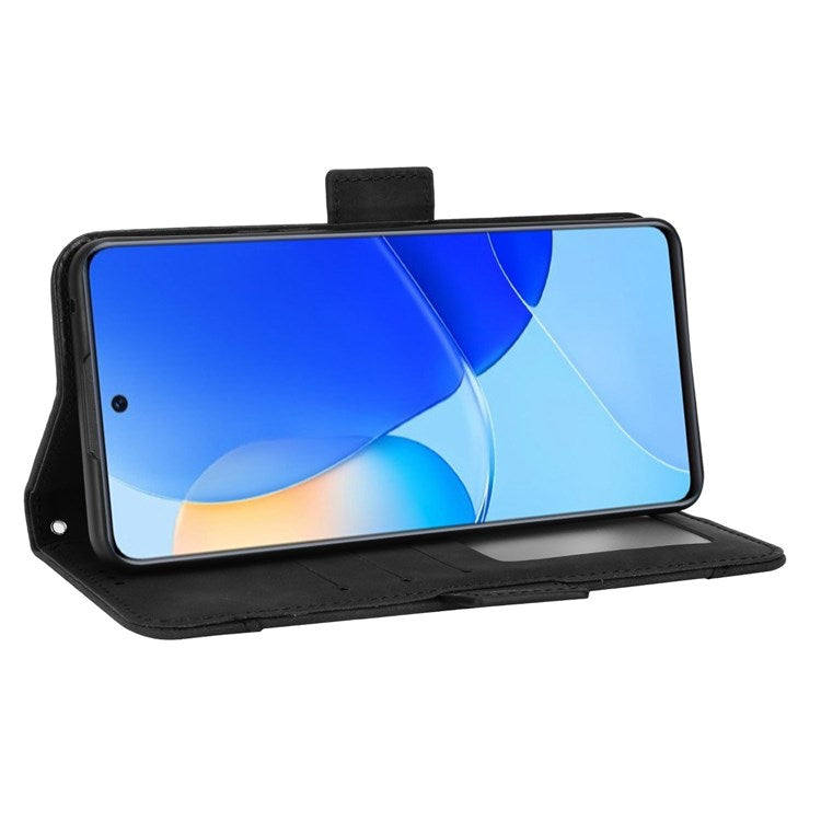 For Honor 50 SE/Huawei nova 9 SE Smartphone Bag Case Magnetic Flip Wallet Style Stand Shockproof PU Leather Phone Cover - Black