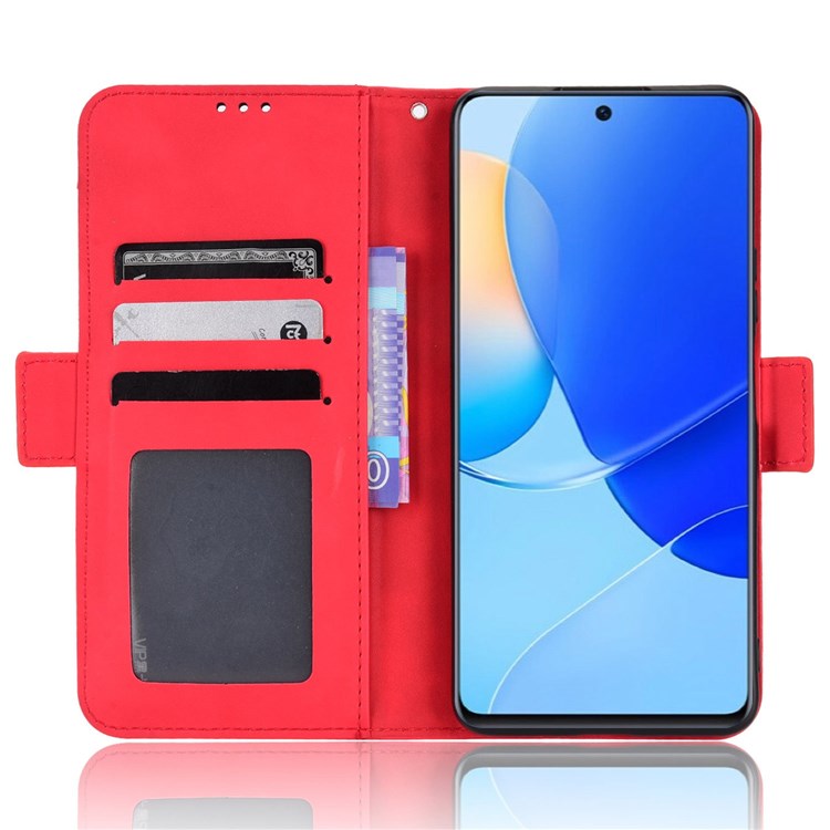 For Honor 50 SE/Huawei nova 9 SE Smartphone Bag Case Magnetic Flip Wallet Style Stand Shockproof PU Leather Phone Cover - Red