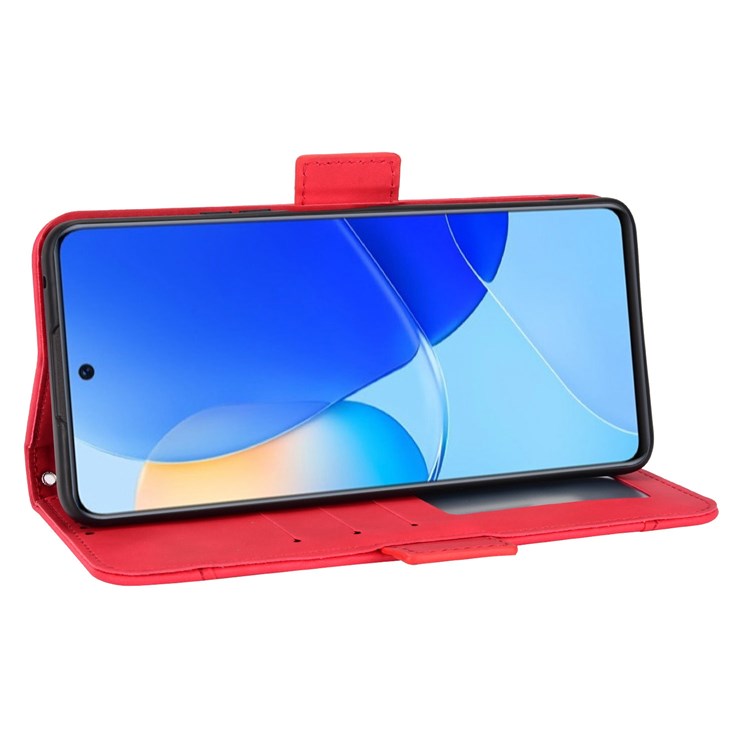 For Honor 50 SE/Huawei nova 9 SE Smartphone Bag Case Magnetic Flip Wallet Style Stand Shockproof PU Leather Phone Cover - Red