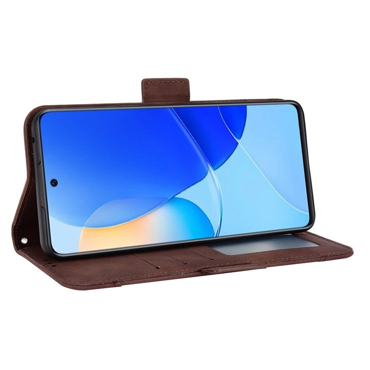 For Honor 50 SE/Huawei nova 9 SE Smartphone Bag Case Magnetic Flip Wallet Style Stand Shockproof PU Leather Phone Cover - Brown