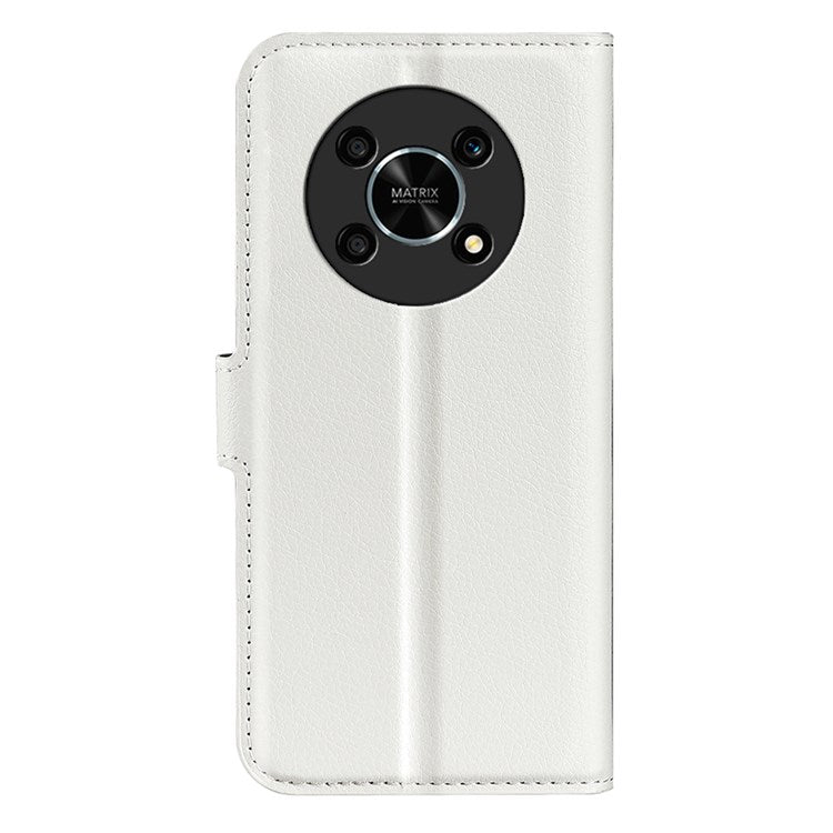 For Honor X30/Magic 4 Lite 5G Litchi Texture Phone Case Foldable Stand PU Leather Wallet Soft Shell Mobile Phone Cover - White
