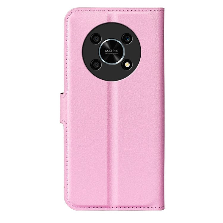 For Honor X30/Magic 4 Lite 5G Litchi Texture Phone Case Foldable Stand PU Leather Wallet Soft Shell Mobile Phone Cover - Pink