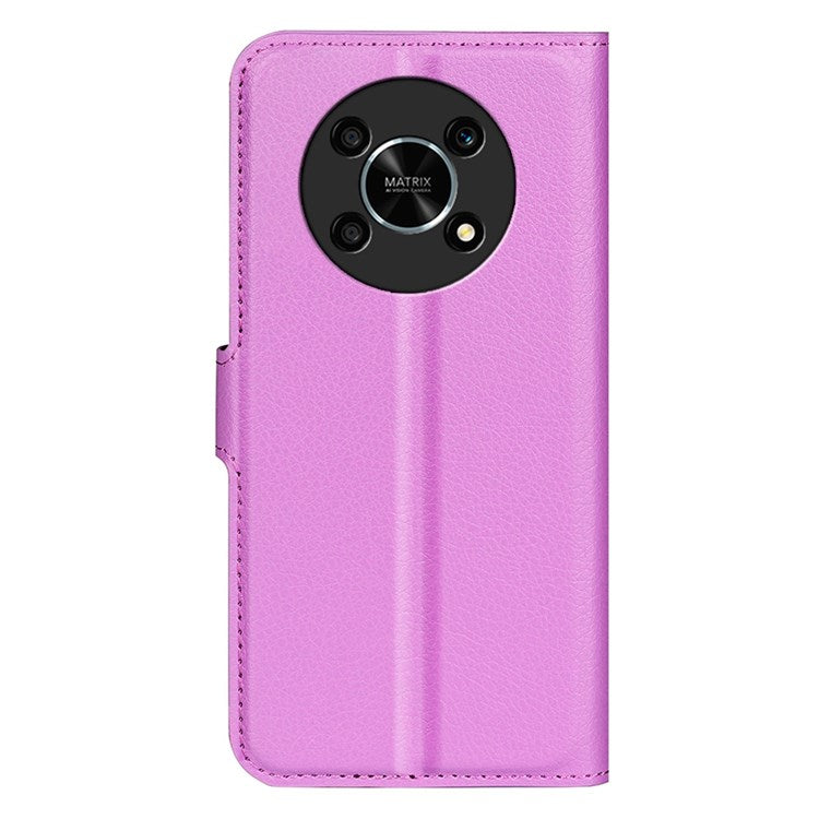 For Honor X30/Magic 4 Lite 5G Litchi Texture Phone Case Foldable Stand PU Leather Wallet Soft Shell Mobile Phone Cover - Purple