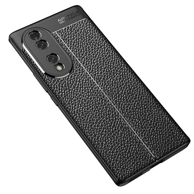 For Honor 70 5G Heat Dissipating Anti-Fingerprint Case Litchi Texture Design Soft TPU Back Cover - Black