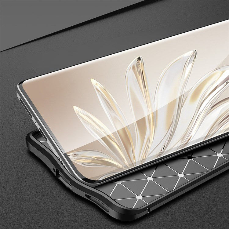 For Honor 70 5G Heat Dissipating Anti-Fingerprint Case Litchi Texture Design Soft TPU Back Cover - Black