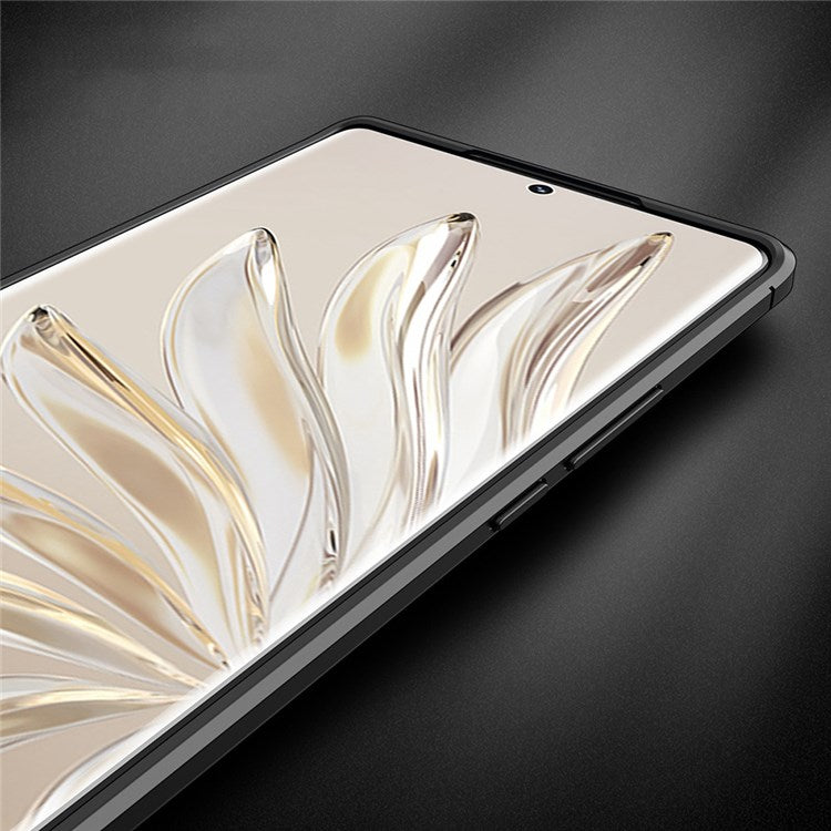 For Honor 70 5G Heat Dissipating Anti-Fingerprint Case Litchi Texture Design Soft TPU Back Cover - Black