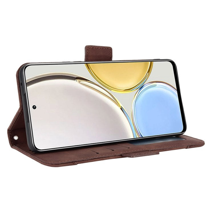 For Honor X9 4G/5G/Magic4 Lite 4G/5G/X30 5G PU Leather Flip Stand Case Magnetic Closure Multi-Card Slot Holder Wallet Cover - Brown