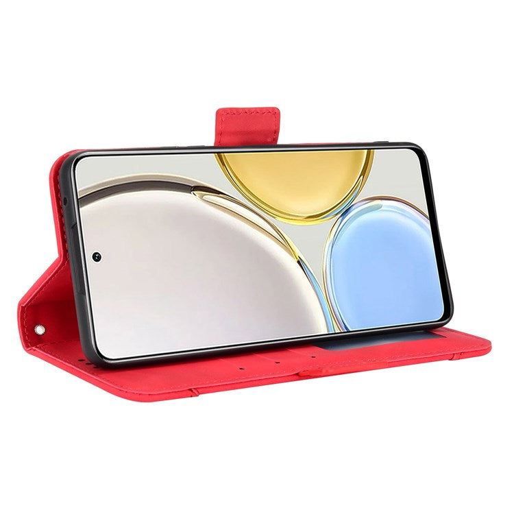 For Honor X9 4G/5G/Magic4 Lite 4G/5G/X30 5G PU Leather Flip Stand Case Magnetic Closure Multi-Card Slot Holder Wallet Cover - Red