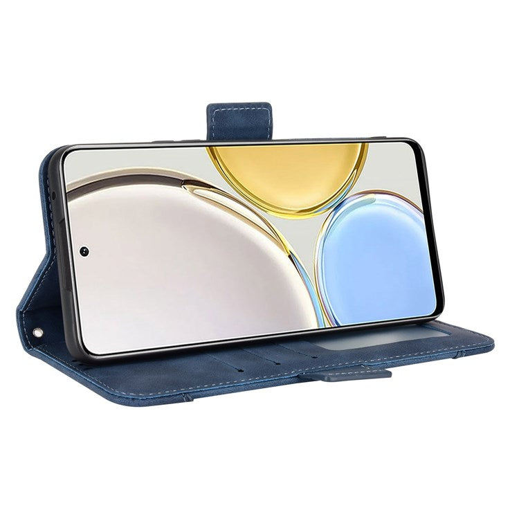 For Honor X9 4G/5G/Magic4 Lite 4G/5G/X30 5G PU Leather Flip Stand Case Magnetic Closure Multi-Card Slot Holder Wallet Cover - Blue
