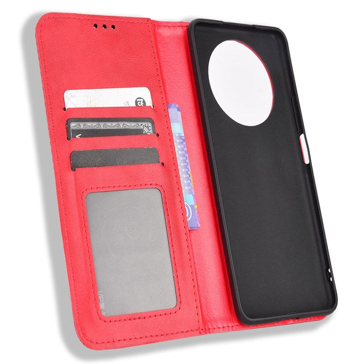 For Honor X9 4G/5G/Magic4 Lite 4G/5G/X30 5G Retro Series Wallet Case PU Leather Magnetic Auto Closing Stand Flip Folio Phone Cover - Red