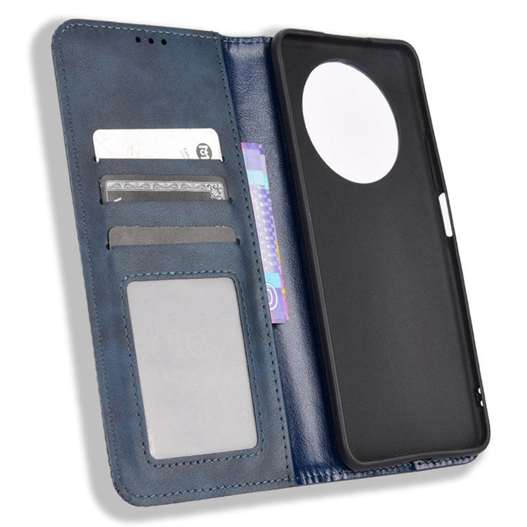 For Honor X9 4G/5G/Magic4 Lite 4G/5G/X30 5G Retro Series Wallet Case PU Leather Magnetic Auto Closing Stand Flip Folio Phone Cover - Blue