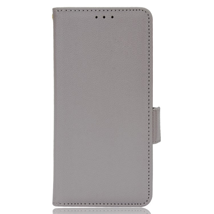 For Honor X7 Litchi Texture Magnetic Closure Wear-resistant Drop-proof Case Leather Stand Wallet Style Cell Phone Shell - Grey