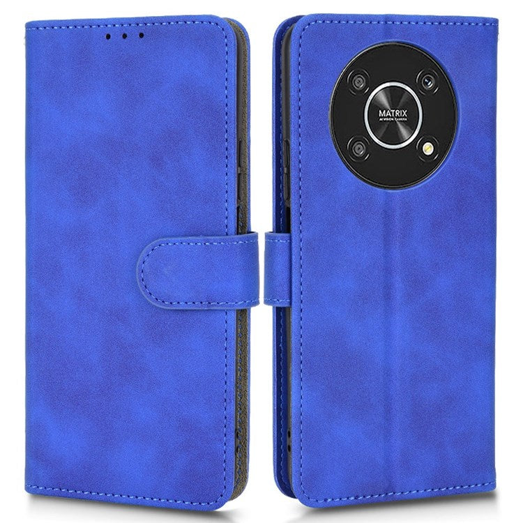For Honor X9 5G/X30/Magic4 Lite 5G PU Leather Stand Flip Cover Skin-touch Feeling Shockproof TPU Inner Shell Wallet Phone Case - Blue