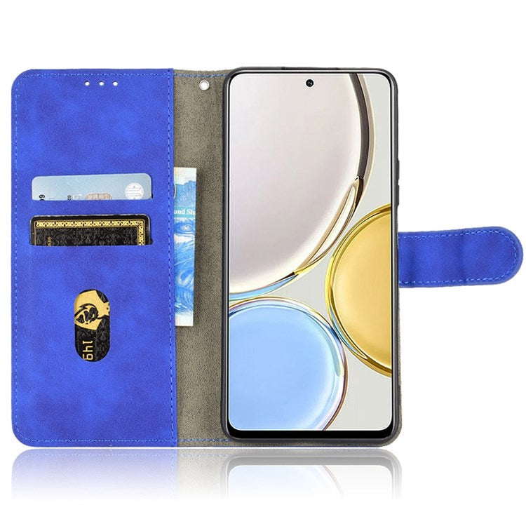 For Honor X9 5G/X30/Magic4 Lite 5G PU Leather Stand Flip Cover Skin-touch Feeling Shockproof TPU Inner Shell Wallet Phone Case - Blue