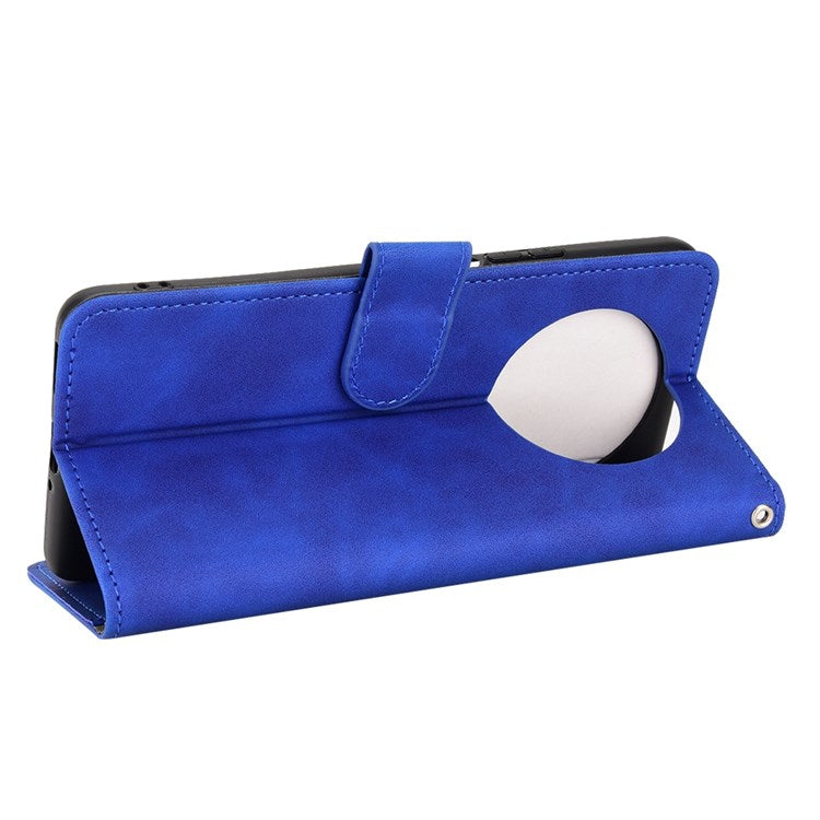 For Honor X9 5G/X30/Magic4 Lite 5G PU Leather Stand Flip Cover Skin-touch Feeling Shockproof TPU Inner Shell Wallet Phone Case - Blue